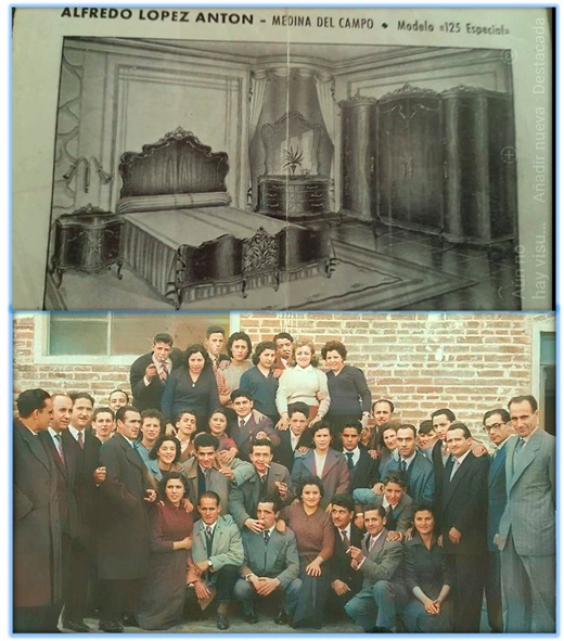 Alfredo L&oacute;pez Ant&oacute;n, segundo de la izquierda, on sus empleados de Muebls La Mota